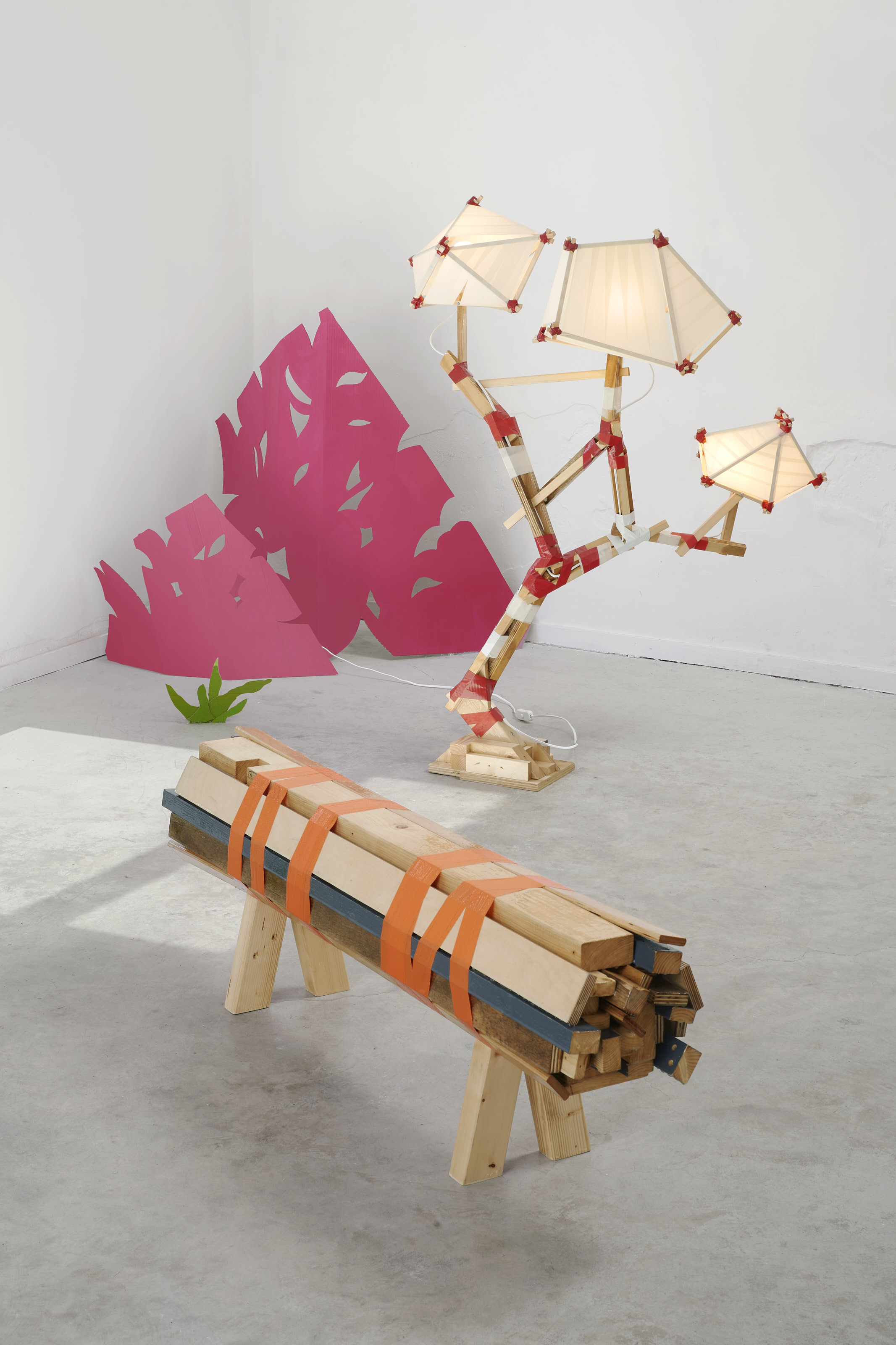bench and lamp